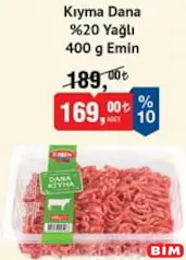 EMİN KIYMA DANA %20 YAĞLI 400 G EMİN KIYMA DANA %20 YAĞLI 400 G